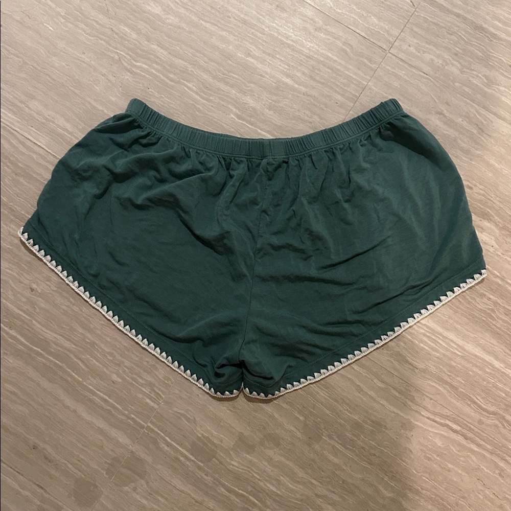 Eberjey Contrast Stitch Pajama Shorts Green Small - Picture 3 of 4